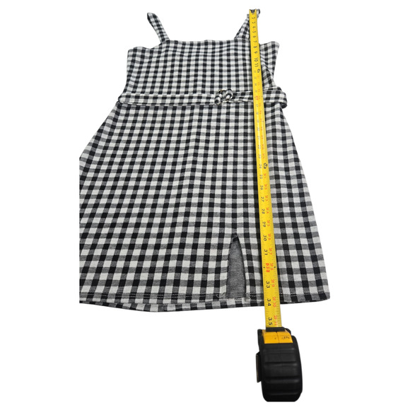 Just Polly Wom Jrs LG Plaid Sleeveless Dress Black Gray Check Belted Party Dress - Picture 6 of 10